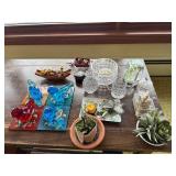 Crystal Glass Bird Figurines - 4 Pcs On Mosaic Tiles