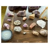Amethyst Geodes, Agate Slices & Bird Figurines - Mineral Specimens for Display