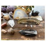 Amethyst Geodes, Agate Slices & Bird Figurines - Mineral Specimens for Display