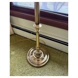 Brass Floor Lamp with 4-Arm Candelabra & Pleated Beige Shade