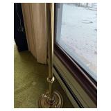 Brass Floor Lamp with 4-Arm Candelabra & Pleated Beige Shade