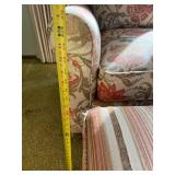 Armchair with Floral Upholstery & Matching Striped Ottoman