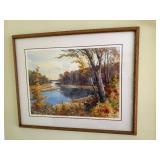 Russell Norberg Landscape Painting - Autumn River Scene - Framed Art