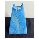 Crystal Glass Animal Figurines Collection with Black Dog, Blue Candle & Brass Candlesticks