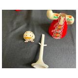 F. Carpenter 1973 Wooden Duck Decoy; Russian Nesting Dolls; Crystal Candy Jar; Vintage Glassware