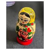 F. Carpenter 1973 Wooden Duck Decoy; Russian Nesting Dolls; Crystal Candy Jar; Vintage Glassware