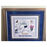 Alaska The Last Frontier Needlepoint Map - Framed Wall Art & Butterfly Print