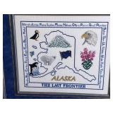 Alaska The Last Frontier Needlepoint Map - Framed Wall Art & Butterfly Print