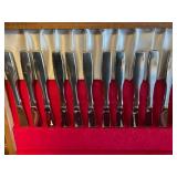 Continental Stainless Flatware Set in Wooden Box with Red Velvet Liner