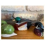 Duck Figurine Set - Mallard Drake, Green-Headed Duck & Grey Duck With Shell Bases