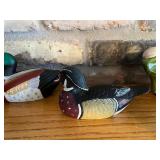 Duck Figurine Set - Mallard Drake, Green-Headed Duck & Grey Duck With Shell Bases