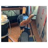 Vintage Black Wood Bucket with Logs, Stoneware Jugs & Clamp Stand - Rustic Workshop Decor