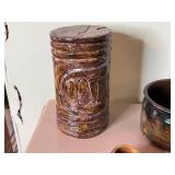 Royal Haeger USA 153 Green Glazed Leaf-Shaped Dish & Vintage Ceramic Pots