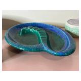 Royal Haeger USA 153 Green Glazed Leaf-Shaped Dish & Vintage Ceramic Pots