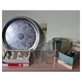 Silver-Plated Round Tray with Ornate Border - Glassware & Bar Accessories