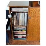 Vinyl Record Cabinet - Oak Wood, 39 in H x 17 in W x 15 in D - contents not inc