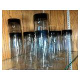 Highball Glass Tumblers with Black Lids - 12-Pack