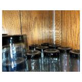 Highball Glass Tumblers with Black Lids - 12-Pack