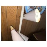 Three-Arm Cone Shade Floor Lamp - White Vintage Modernist Lighting