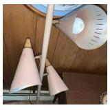Three-Arm Cone Shade Floor Lamp - White Vintage Modernist Lighting
