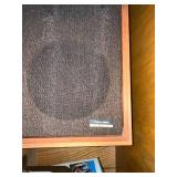 Pair of Vintage Wood Cabinet Speakers with Cloth Grille