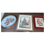 Cross-Stitch Wall Art - 3 Framed Winter Scenes (Lot of 3)