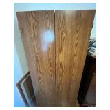 Wooden Two-Door Wardrobe Cabinet with Shelves - Craft Supplies Inside