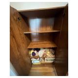 Wooden Two-Door Wardrobe Cabinet with Shelves - Craft Supplies Inside