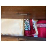 Wood Dresser with Top Drawers - Vintage Mid-Century Style w Assorted Linens