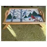Serving Tray - Winter Birds Scene with Cardinal & Bluebird, Wooden Frame