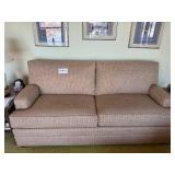 Beige Upholstered Sofa - Textured Fabric, 60W x 36D x 38H