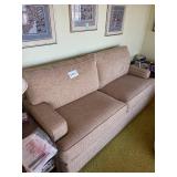 Beige Upholstered Sofa - Textured Fabric, 60W x 36D x 38H