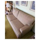 Beige Upholstered Sofa - Textured Fabric, 60W x 36D x 38H
