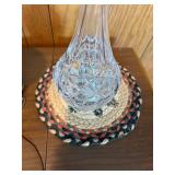 World Globe on Gold Stand with Brass Table Lamp & Cut-Crystal Decanter