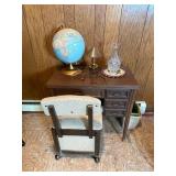Wood Office Desk with 4-Drawer Pedestal & Upholstered Chair