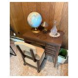 Wood Office Desk with 4-Drawer Pedestal & Upholstered Chair