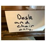 Wood Office Desk with 4-Drawer Pedestal & Upholstered Chair