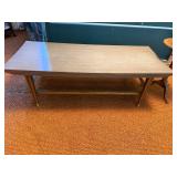 Wood Coffee Table & Round Pedestal Side Table - 15 in H x 48 in W x 20 in D