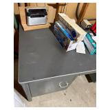 Grey Metal Workbench Desk 31x60x34 HWD with 6-Drawer Pedestals Inc Contents