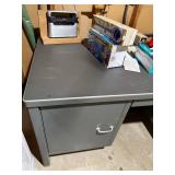 Grey Metal Workbench Desk 31x60x34 HWD with 6-Drawer Pedestals Inc Contents