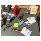 Grey Metal Workbench Desk 31x60x34 HWD with 6-Drawer Pedestals Inc Contents