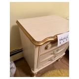 Nightstand - Vintage French Provincial Ivory & Gold Trim, 3-Drawer, 24x19x13