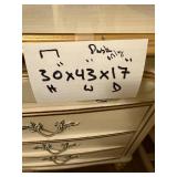 Vanity Desk with Hutch & Chair - Cream Finish, Ornate Gold Trim, 30x43x17 Inc Radio & Misc Contents