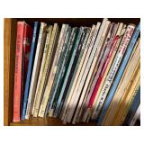 Assorted Vintage Books on Wooden Shelf - Hardcover & Paperback Collection - Bookcase not Inc