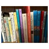 Assorted Vintage Books on Wooden Shelf - Hardcover & Paperback Collection - Bookcase not Inc