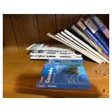 Vintage Toy Trains and Travel Guides Collection - Wooden Trains, Carriages, Books - Bookcase Not Inc