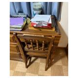 Oak Wood Dresser with Desk Console & Chair - 30 x 46 x 18 in (H x W x D) - contents not inc