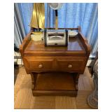 Vintage Wood Nightstand End Table - 2 Drawers, Lower Shelf Only - contents not inc