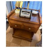 Vintage Wood Nightstand End Table - 2 Drawers, Lower Shelf Only - contents not inc