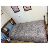 Twin-Size Wooden Bed Frame with Ornate Headboard & Footboard - Dark Wood - Mattress Not Inc